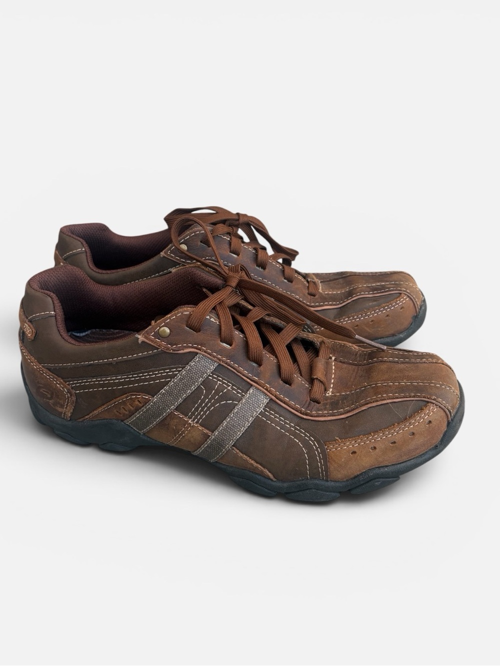 SKECHERS Diameter Blake Brown Leather Sneakers Size 8 Men's